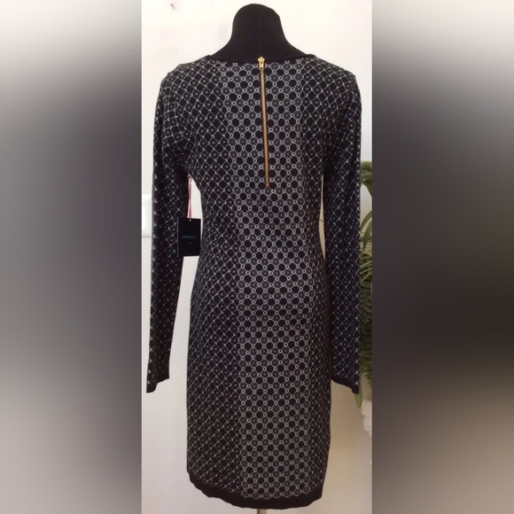 Cynthia Rowley Women's Black White Cotton Blend Long-sleeve Knit Dress Sz xsm - Picture 5 of 5